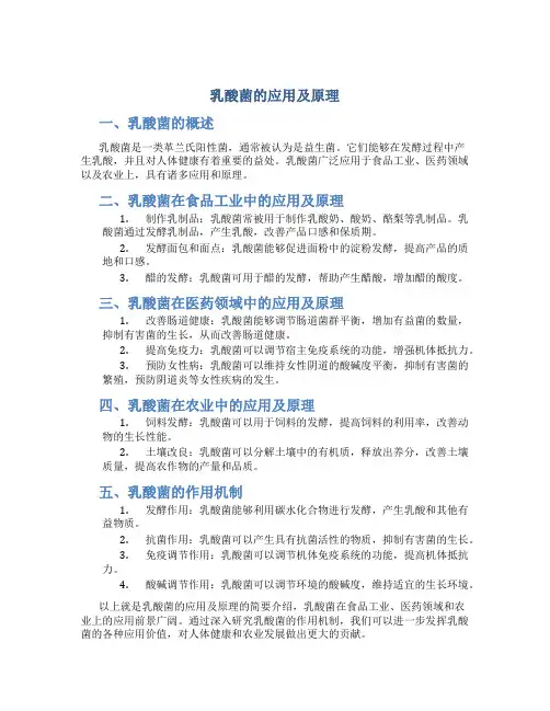 乳酸菌的应用及原理