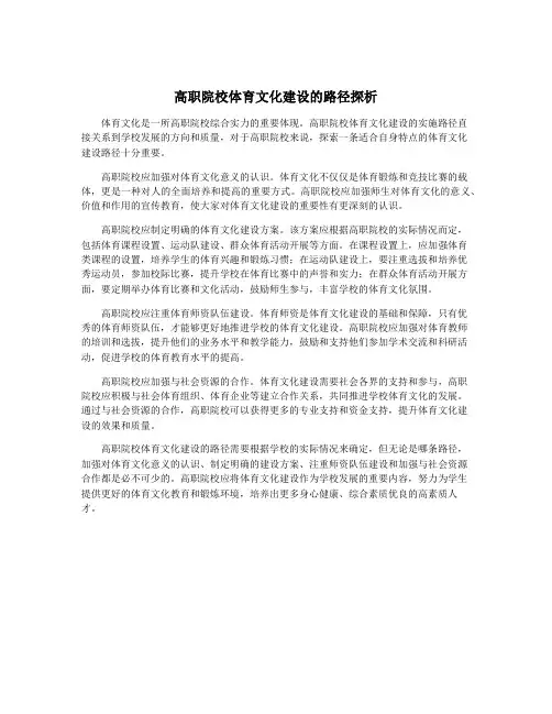 高职院校体育文化建设的路径探析