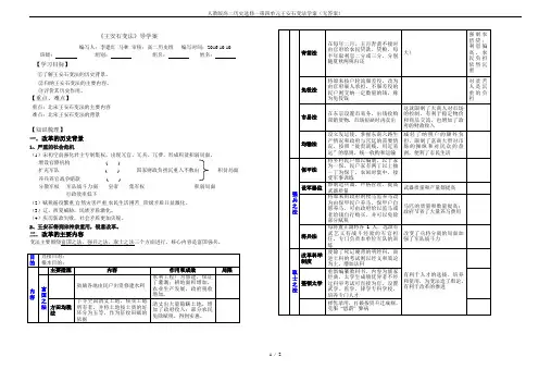 人教版高二历史选修一第四单元王安石变法学案(无答案)