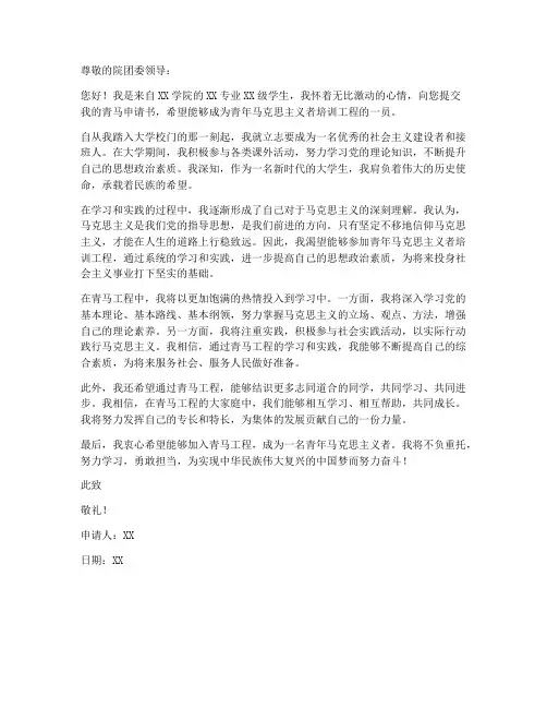 青马申请书个人实践
