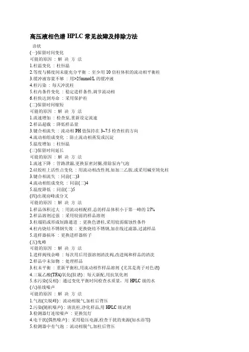 高压液相色谱HPLC常见故障及排除方法[重点]