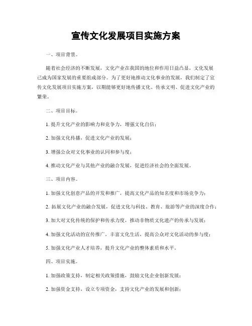 宣传文化发展项目实施方案