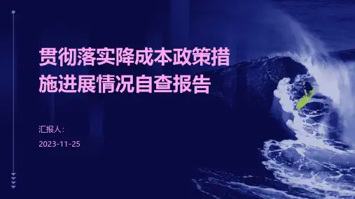 贯彻落实降成本政策措施进展情况自查报告