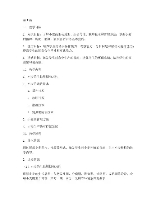 小麦种植的教学设计方案(3篇)