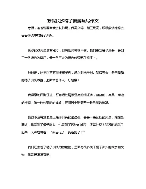 寒假长沙橘子洲游玩写作文