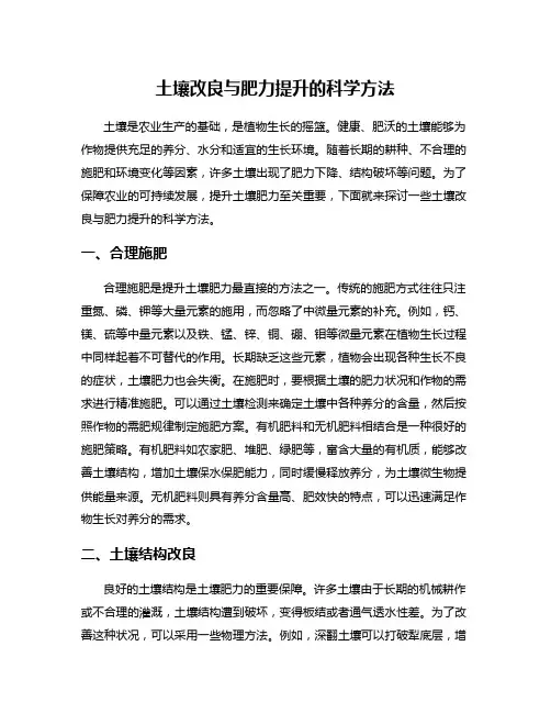 土壤改良与肥力提升的科学方法