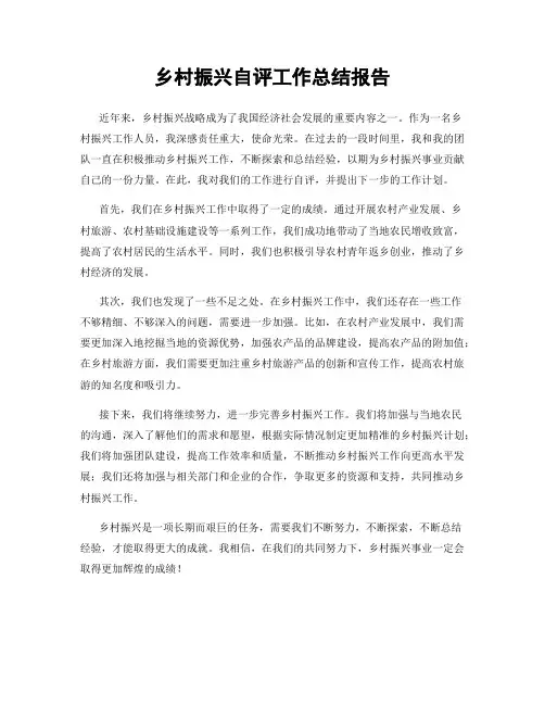 乡村振兴自评工作总结报告