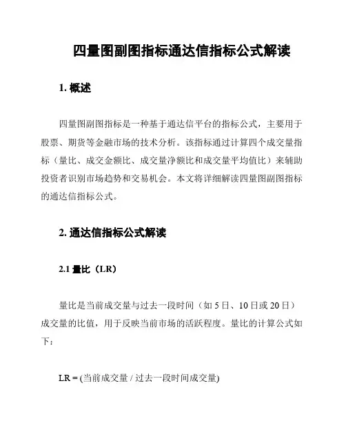 四量图副图指标通达信指标公式解读