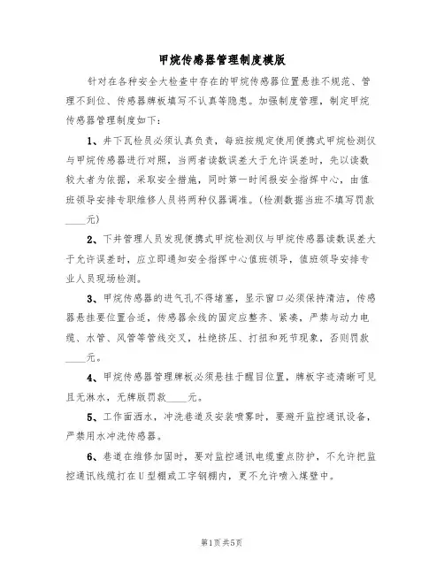 甲烷传感器管理制度模版(2篇)