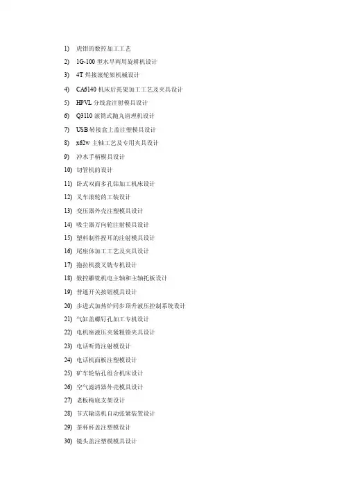 《常州工学院最新机械毕业设计题目（含全套CAD图纸资料）》