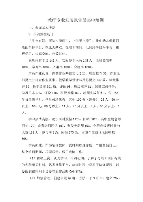 教师专业发展报告册 集中培训