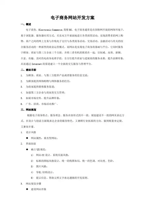 电子商务网站开发方案