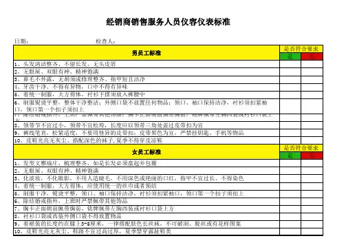 销售服务人员仪容仪表标准