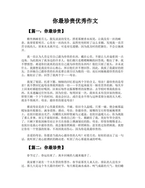 你最珍贵优秀作文