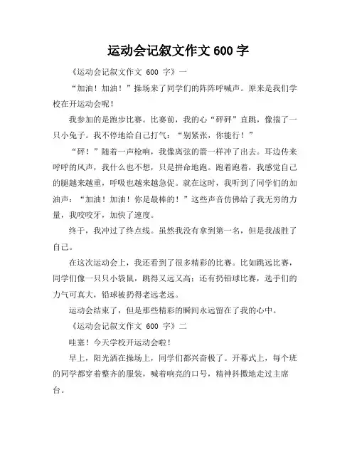运动会记叙文作文600字