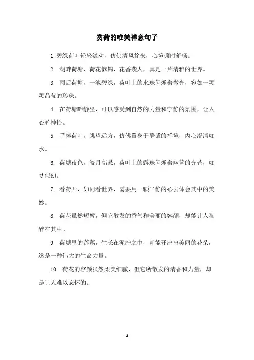 赏荷的唯美禅意句子