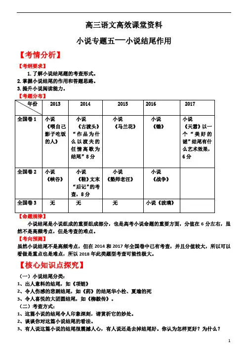 高三语文：小说结尾作用