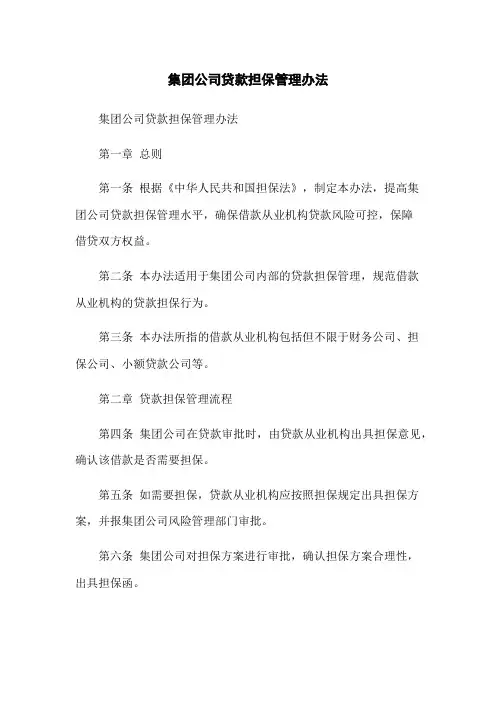 集团公司贷款担保管理办法