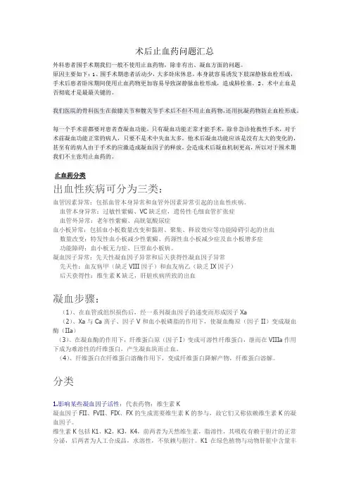 术后止血药问题汇总