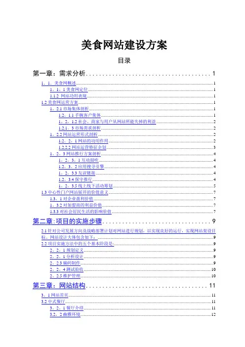 美食网站建设方案