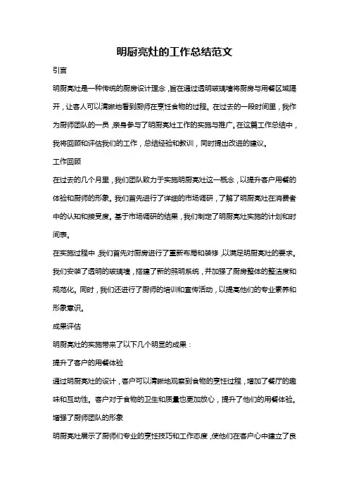 明厨亮灶的工作总结范文