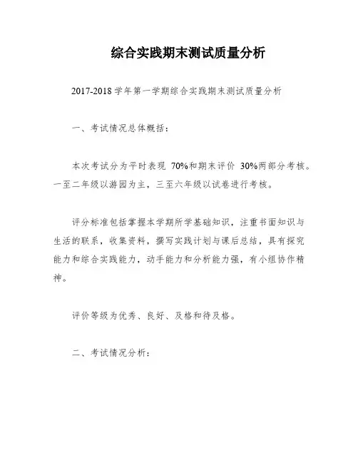 综合实践期末测试质量分析