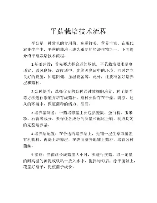 平菇栽培技术流程