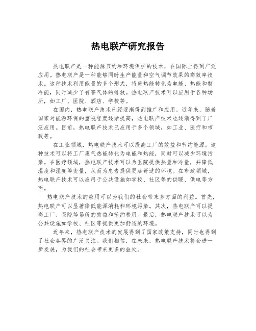 热电联产研究报告