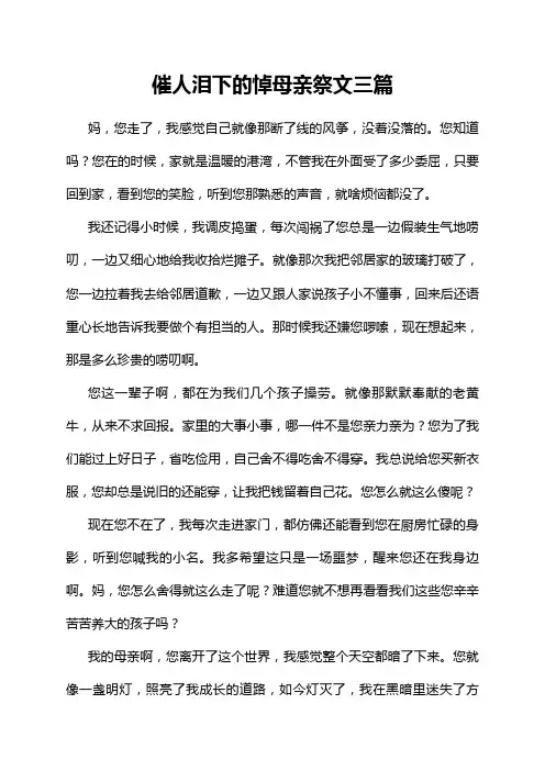 催人泪下的悼母亲祭文三篇
