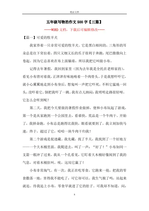 五年级写物的作文500字【三篇】