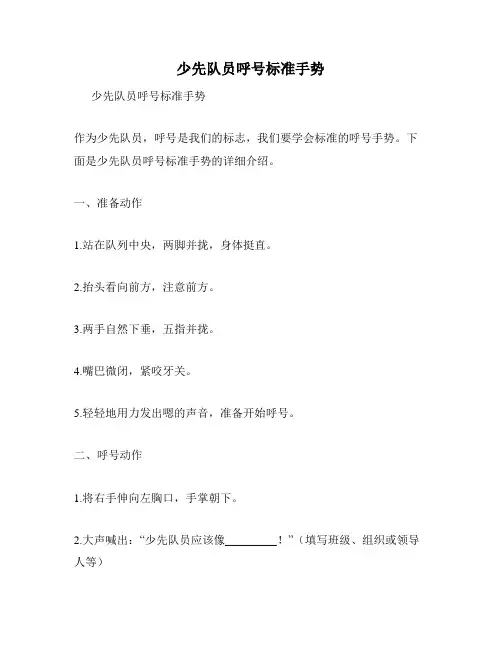 少先队员呼号标准手势