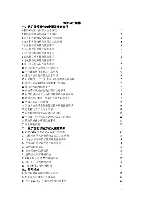 热电厂 锅炉运行操作