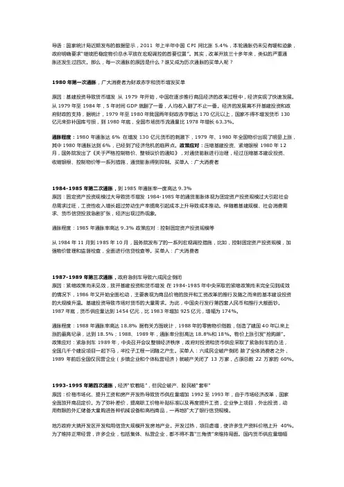 历史回顾：新中国的历次通货膨胀