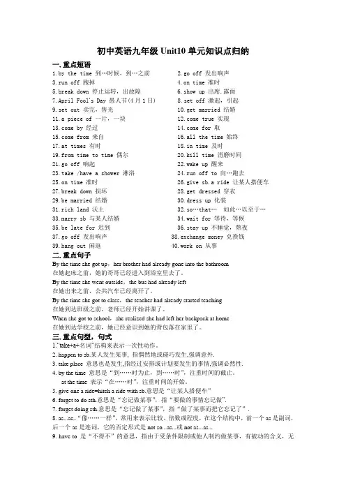 初中英语九年级Unit10单元知识点归纳