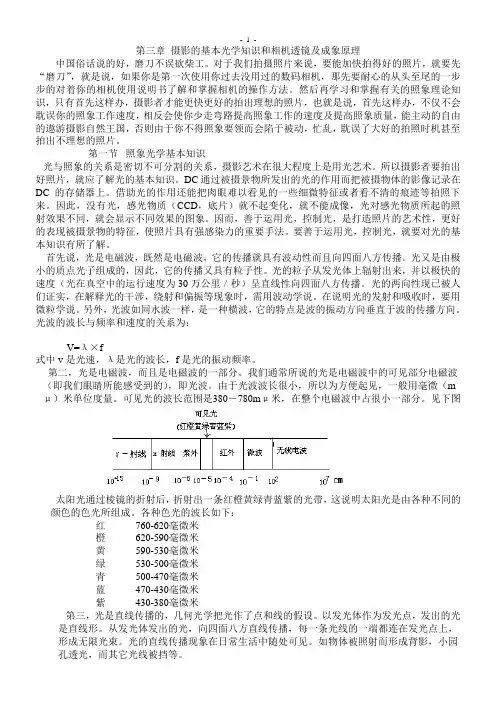 摄影的基本光学知识和相机透镜及成像原理