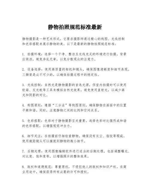 静物拍照规范标准最新