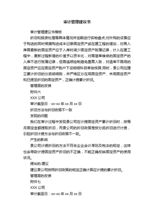 审计管理建议书