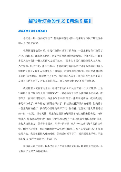 描写看灯会的作文【精选5篇】