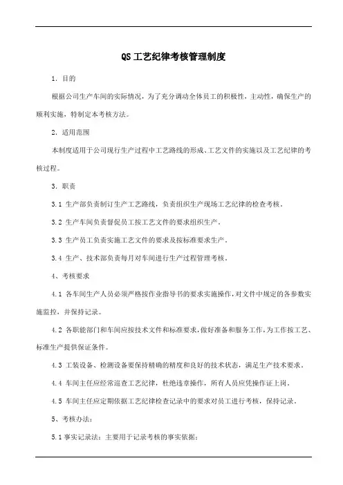 QS工艺纪律考核管理制度