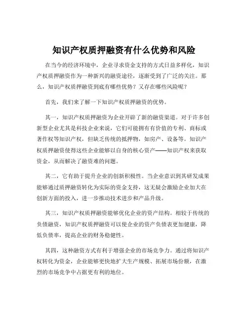 知识产权质押融资有什么优势和风险
