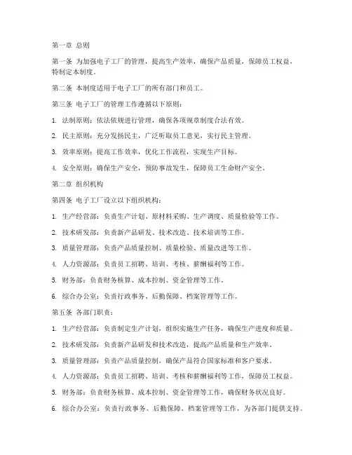 电子工厂管理制度