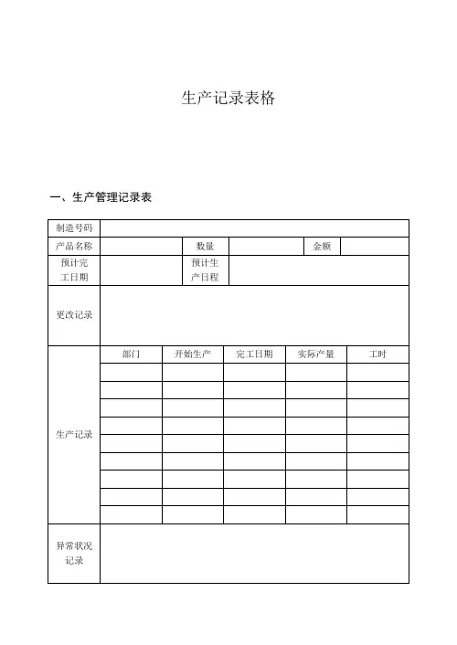 生产记录表格