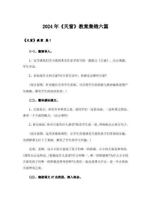 2024年《天窗》教案集锦六篇