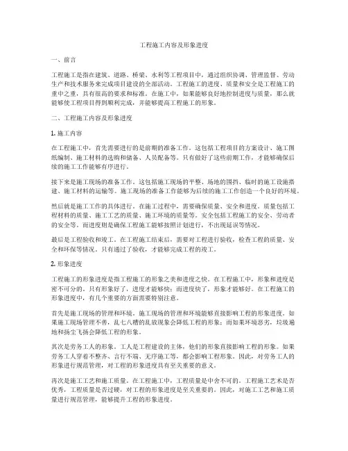 工程施工内容及形象进度