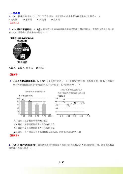 中考复习数学真题汇编15：统计图表(含答案)