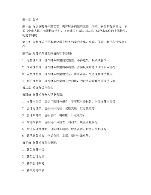 财务类档案管理制度