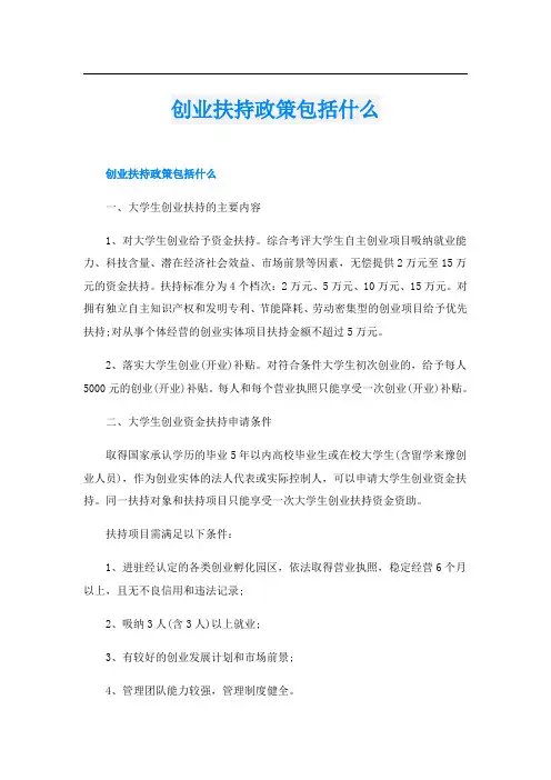 创业扶持政策包括什么