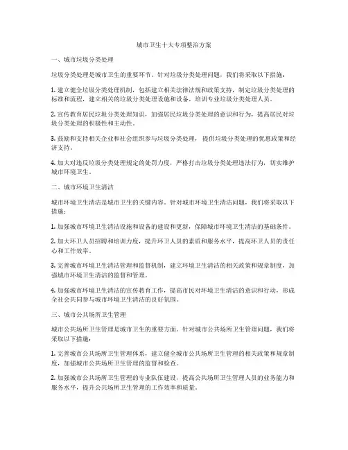 城市卫生十大专项整治方案