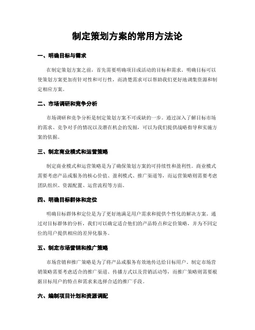 制定策划方案的常用方法论