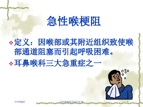 急性喉梗阻的医疗护理培训课件